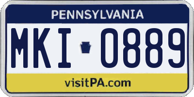 PA license plate MKI0889