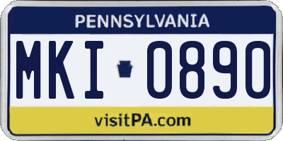 PA license plate MKI0890