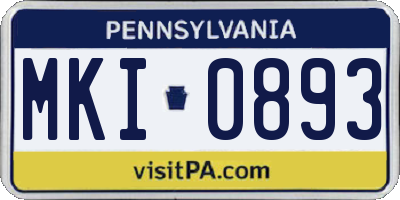 PA license plate MKI0893
