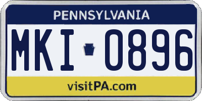 PA license plate MKI0896