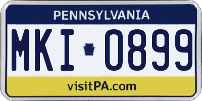 PA license plate MKI0899