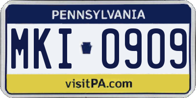 PA license plate MKI0909