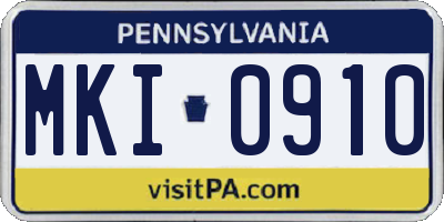 PA license plate MKI0910