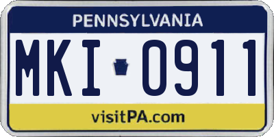 PA license plate MKI0911