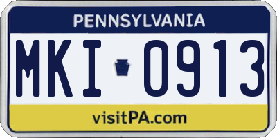 PA license plate MKI0913