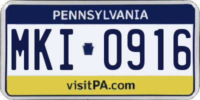 PA license plate MKI0916