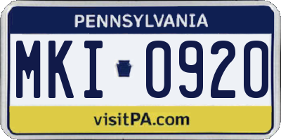 PA license plate MKI0920
