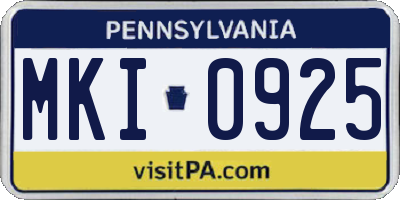 PA license plate MKI0925
