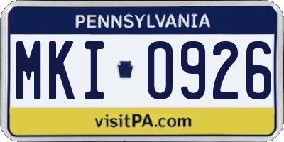 PA license plate MKI0926