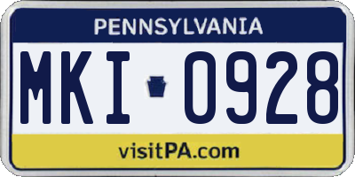 PA license plate MKI0928