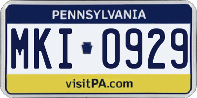 PA license plate MKI0929