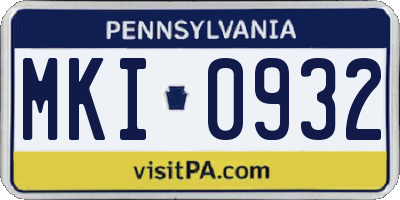 PA license plate MKI0932