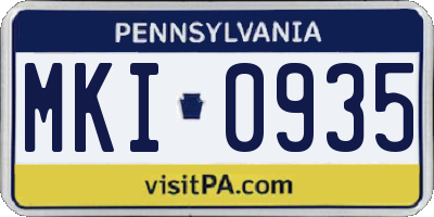 PA license plate MKI0935