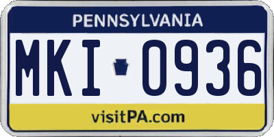 PA license plate MKI0936