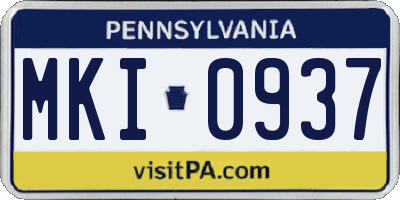 PA license plate MKI0937
