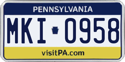 PA license plate MKI0958