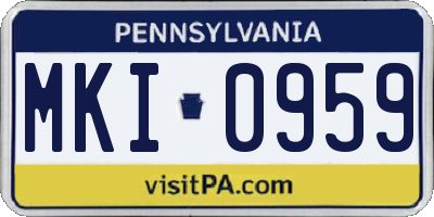 PA license plate MKI0959