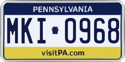 PA license plate MKI0968