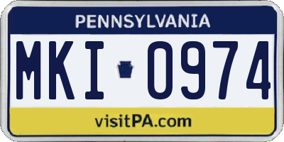 PA license plate MKI0974