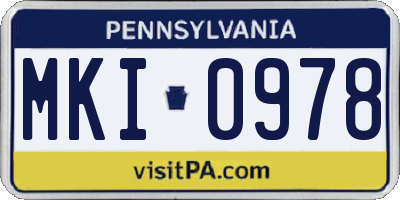 PA license plate MKI0978