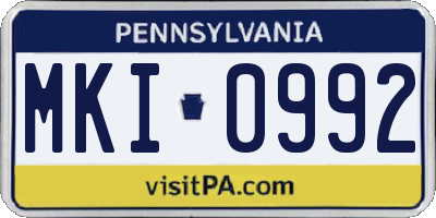 PA license plate MKI0992