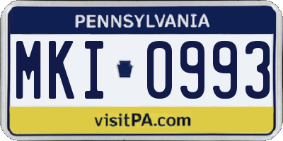 PA license plate MKI0993