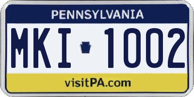 PA license plate MKI1002
