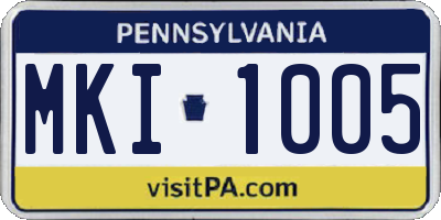 PA license plate MKI1005