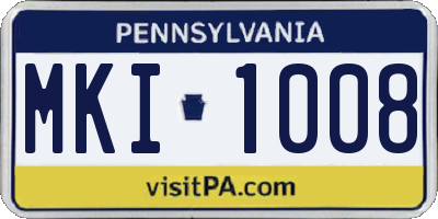 PA license plate MKI1008