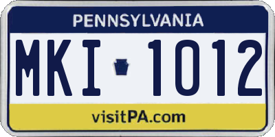 PA license plate MKI1012