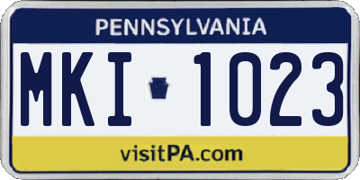 PA license plate MKI1023