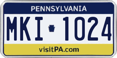 PA license plate MKI1024