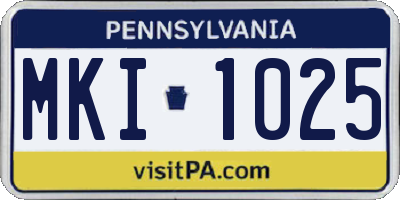 PA license plate MKI1025