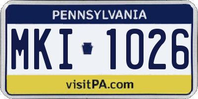 PA license plate MKI1026