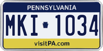 PA license plate MKI1034