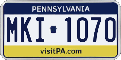 PA license plate MKI1070