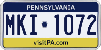 PA license plate MKI1072