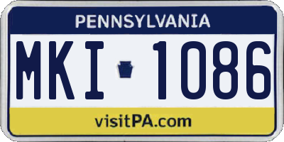 PA license plate MKI1086