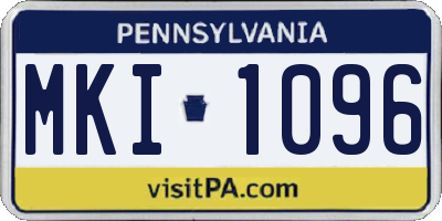 PA license plate MKI1096