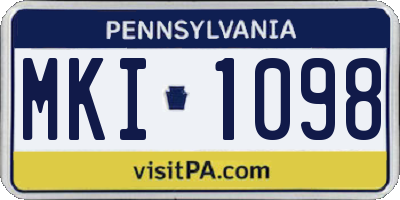 PA license plate MKI1098