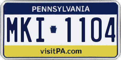 PA license plate MKI1104