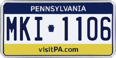 PA license plate MKI1106