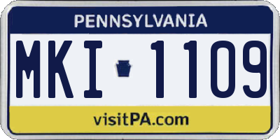 PA license plate MKI1109