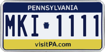 PA license plate MKI1111