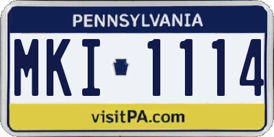 PA license plate MKI1114
