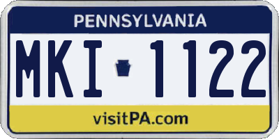 PA license plate MKI1122