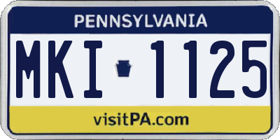PA license plate MKI1125