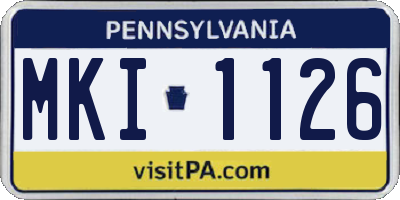 PA license plate MKI1126