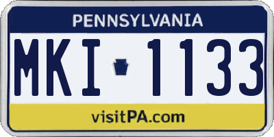 PA license plate MKI1133