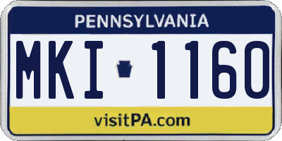 PA license plate MKI1160